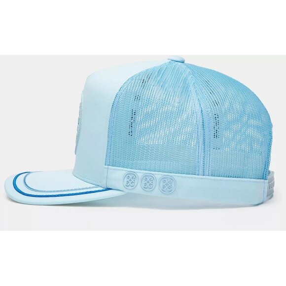 G/FORE Men's Soutache Knit Interlock Tall Trucker Golf Hat Snap Back Light Blue - Picture 2 of 5